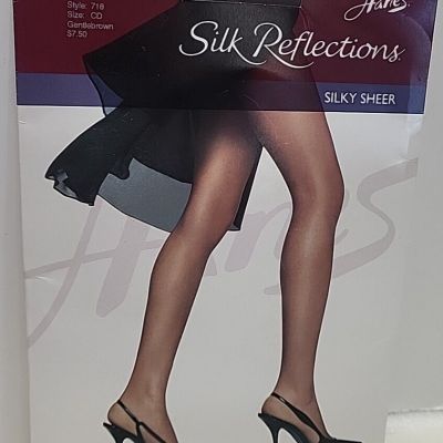 Hanes Silk Reflections Pantyhose Control Top Reinf. Toe Sz CD Gentlebrown VNTG