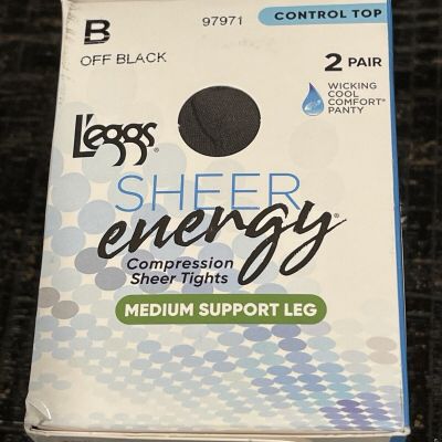 Leggs Sheer Energy Compression Sheer Tights Size B Off Black