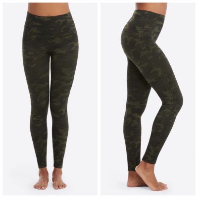 SPANX Look At Me Now Seamless Leggings Green Camo Plus Size 1X Camouflage