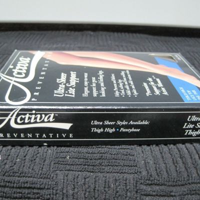 Activa H1263 Ultra Sheer Thigh Lace Stockings-9-12 mmHg-Black-C