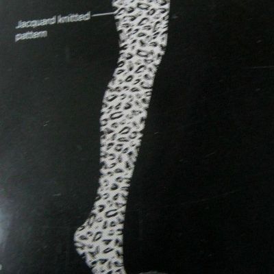 MARILYN MONROE Size A Sheer Tights Leopard Jacquard Knitted Pattern Black
