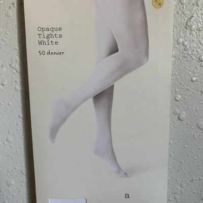 A New Day Women's Control Top Sheer Opaque Tights White Sz S/M NEW SEALED!!!