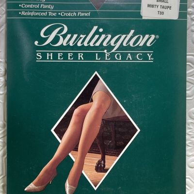 Burlington Sheer Legacy Size Small Misty Taupe Tummy & Hip Control Crotch Panel