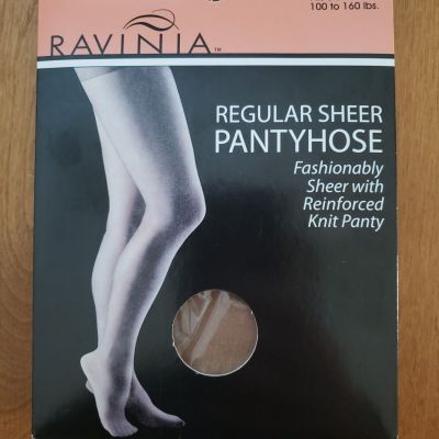 Ravinia Beige One Size Regular Sheer Pantyhose Reinforced Knit Panty