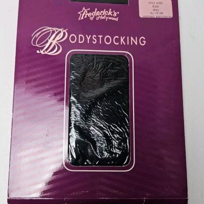 Vtg NEW Fredericks Of Hollywood All-In-One Suspender Body Stocking Black Small