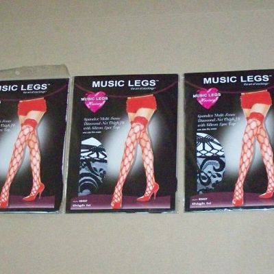MUSIC LEGS Hosiery Black Nylon Spandex Fence Net Lace Thigh Hi office Dance wear