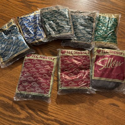SILKIES PANTYHOSE 2 CONTROL TOP & 3 TOTAL LEG CONTROL 3 Shapely Lot Of 8