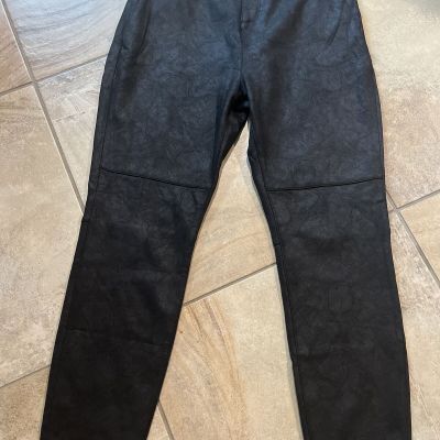 soft surroundings Women XL Black Faux Leather  Style Zip Front Leggings  Pants R