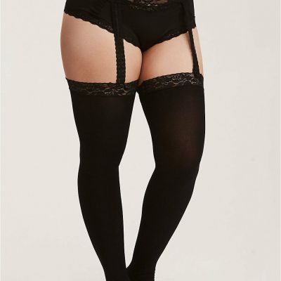 TORRID PLUS SIZE GARTER ATTACHED LACE TOP OPAQUE  STOCKINGS 00/0 1/2 3/4 5/6 NEW