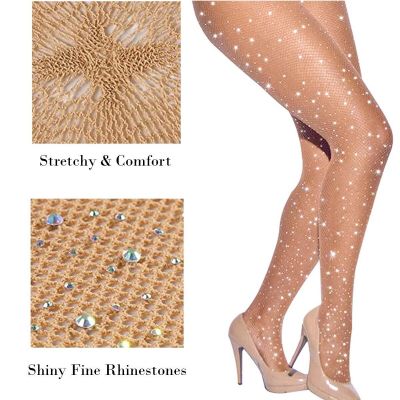 Sexy Fishnets Sparkling Rhinestone High Waist Tights Stockings Women & Girls
