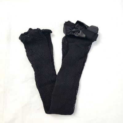 NWOT Black Knee High Fishnet Stocking with Bow