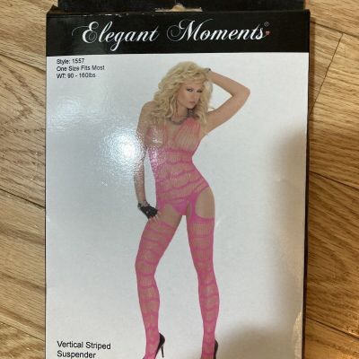 NWT Body Stocking Neon Hot Pink Valentines Weight - 90-160lbs Elegant Moments