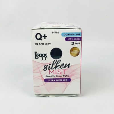 L'eggs Silken Mist Ultra Sheer Control Top Pantyhose 2 Pair Black Mist Size Q+