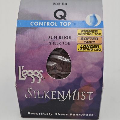 Leggs Pantyhose Silken Mist Q+  Control Top Sun Beige Sheer Toe