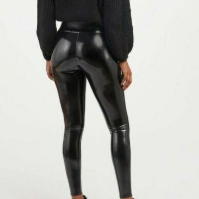NWT SEALED SPANX FAUX PATENT SHINY LEATHER BLACK Leggings Pants XL Extra Large