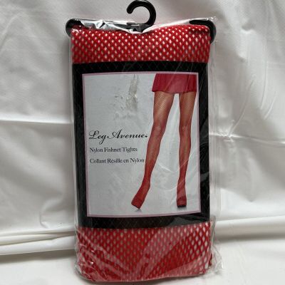 Leg Avenue Fishnet Tights - Pantyhose One Size 90-165 lbs Red 9001