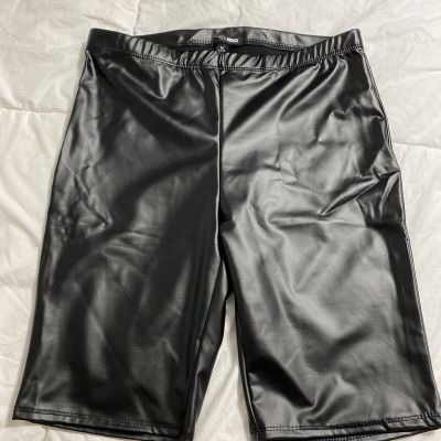 Black Fashion Nova Pleather Short Leggings / Biker Shorts size Medium
