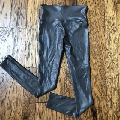 Spanx Size Small Gray Faux Leather Leggings Style 2437 EUC