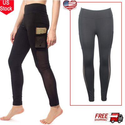 Women Comfortable Yoga Legging Sports Jogging Capri Pants W/Side Pocket Black US