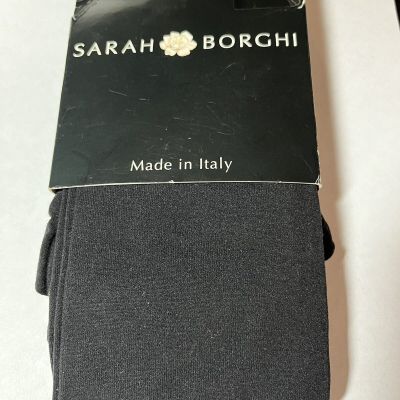 NWT Sarah Borghi Black Opaque Tights M/L Made In Italy up to 6'0