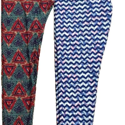 Lularoe Tall & Curvy Leggings 3 shades of red abstract batik style print