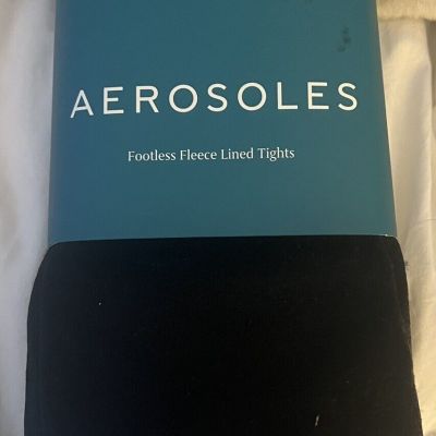 Women's Aerosoles Footless Fleece Lined Tights S/M. ONE PAIR black with dots