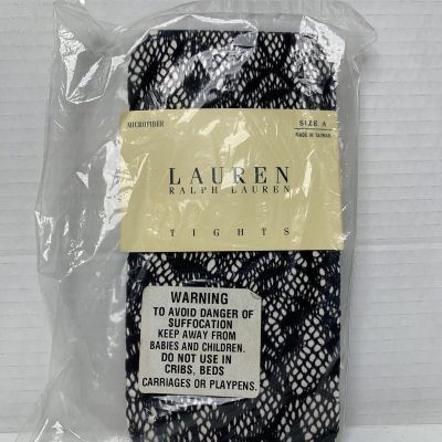 NWT Women’s Lauren Ralph Lauren Microfiber Black Open Vine Tights SZ A/Small
