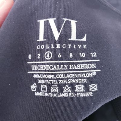 IVL Collective Size 4 Chi Chi Active Shiny Black Leopard Faux Leather Leggings