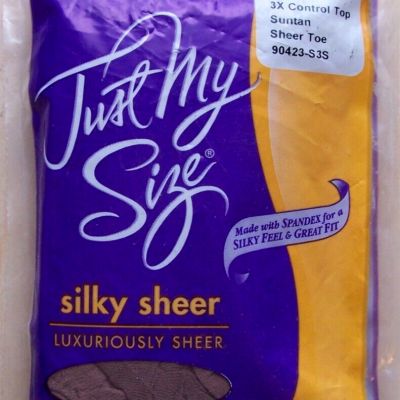 Just My Size Pantyhose 3X Suntan Silky Sheer Control Top Sheer  Reinforced Toe
