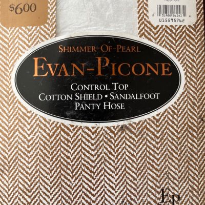 Pantyhose Evan Picone Control Top Sandalfoot Cotton Shield White Sz M Vntg NIP