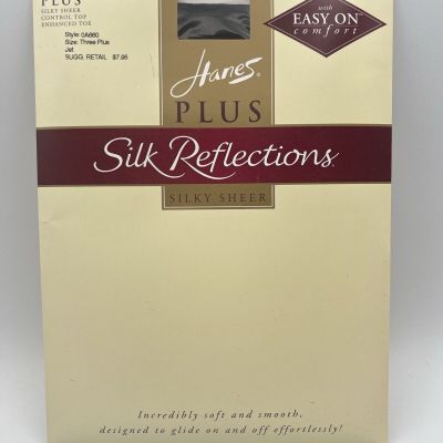 Hanes Plus Silk Reflections Pantyhose Size Three Plus Color Jet Control Top