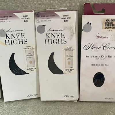 Womens Silky Sheer And Sheer Caress Knee Highs Reinforced Toe 5 Boxes 15 Pair Q