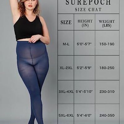 SUREPOCH Plus Size Tights for Women Ultra Large Up To 6x 20 Colors Semi Opaqu...