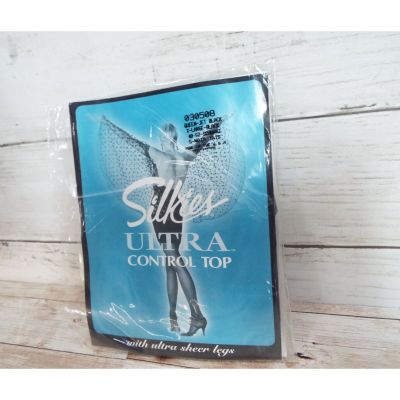 Silkies Ultra Control Top Jet Black Queen XL Pantyhose New Open Package