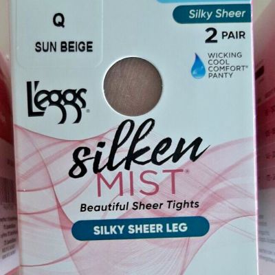 4 Leggs Silken MIST Sheer Tights in Jet Black/Black Mist/Beige (8 pairs total)