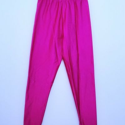 Women's Vintage Rare Pink Spandex Shiny Thick Leotard Leggings Pants Sz L Lycra