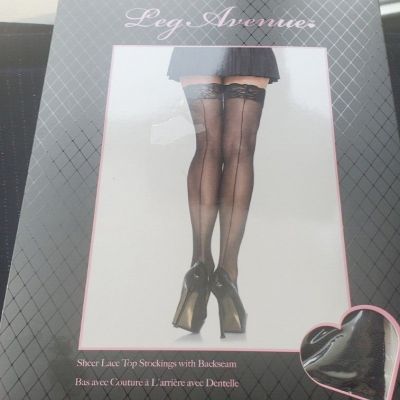 Crossdresser Drag  Stay Up Thigh High Stockings WITH BACK SEAM  Black 165 WT