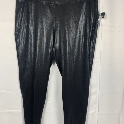 pro player womans crop leggings black shiny stretch XL  NWT