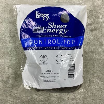 L'eggs Leggs Sheer Energy Pantyhose Slightly Imperfect SIZE B Off Black 4 pair