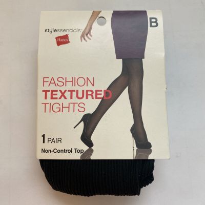 Hanes Sz B Non Control Top Style Essentials Fashion Textured Black Tights
