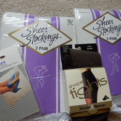 LOT OF THIGH HIGH STOCKINGS SIZE  A B AND JACKLYN SMITH SHAPER TIGHTS SHOE SOLES