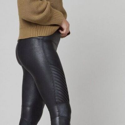 Spanx Faux Leather Moto Leggings Stretch Pants Size XS / TP