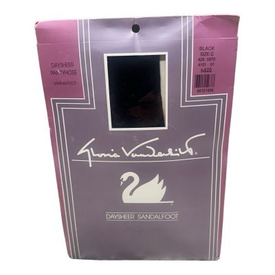 VINTAGE Gloria Vanderbilt Black Day Sheer Pantyhose Size C - NEW
