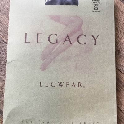 Legacy Legwear Microfiber Control Top Tights Pantyhose Black - Plus Size E - NEW