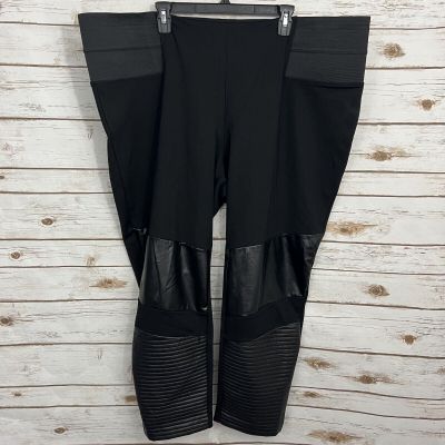 Eloquii Black Pull On Faux Leather Moto Cropped Leggings Plus Size 28