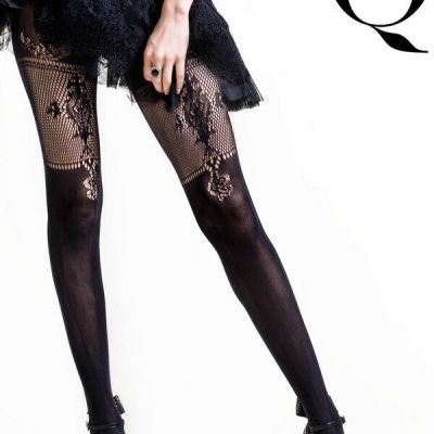 Queen Lace Black Out Ladies Fishnet Tights NEW