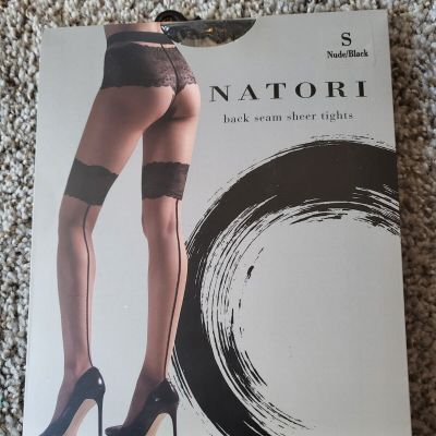 Natori – Black Back Seam Sheer Tights (Size Small)