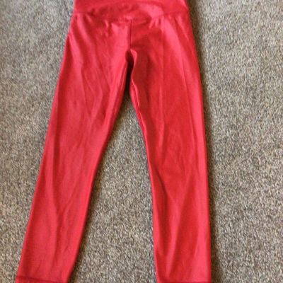 Zyia Active 7/8 Length Faux Leather Effect Red Leggings, Size 12 MINT!
