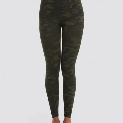 SPANX Look At Me Now High Rise Leggings Green Camo Size M Shaping FL3515