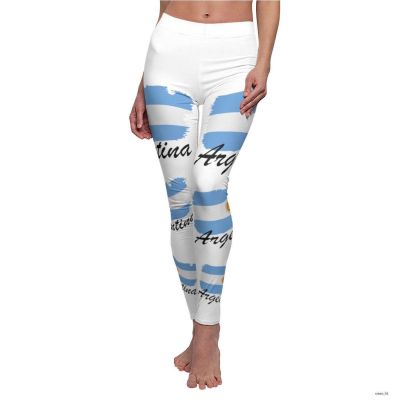 Argentina Flag Women's Cut & Sew Casual Leggings, Workout Tight Leggings